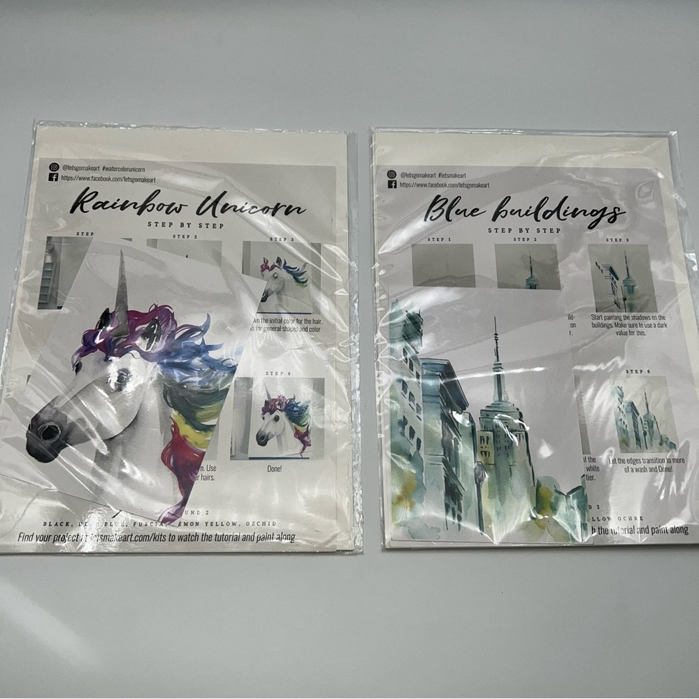 Vibrant Unicorn and Cityscape Art Duo to Trace and Paint w/Your Own Paints